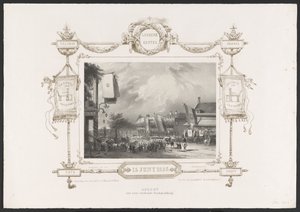 موكب مع مطبعة ، 1836 موكب شركة طباعة عاملة / 15 Juny 1836 (العنوان على الكائن) لوحات من الاحتفال بالذكرى المئوية الثانية لمدرسة Utrechtsche Hogeschool ، 1836 (عنوان السلسلة)