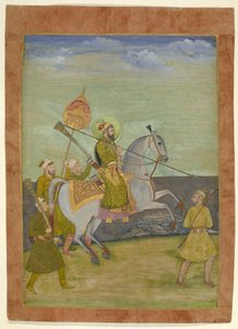 صورة الفروسية لبهادور شاه كشاب ، موغال ، حوالي 1690 (الغواش مع الذهب على الورق) بواسطة Hunhar I (Attr. to)