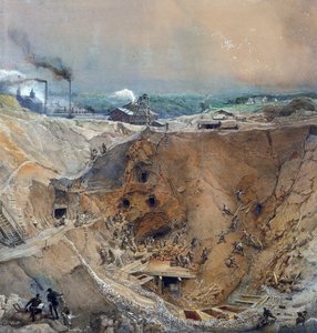 التعدين المكشوف في Vieille Montagne ، Saone et Loire ، c.1854 بواسطة إجناس فرانسوا بونهوم