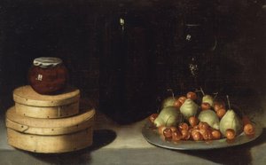 لا تزال الحياة (صينية مع القرط والكمثرى ، وصناديق وجرة العسل) - XX سنتوري بواسطة Ignacio Zuloaga y Zabaleta