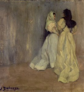 استوديو باللون الرمادي - امرأتان - 1896 - اوليو - لينزو بواسطة Ignacio Zuloaga y Zabaleta