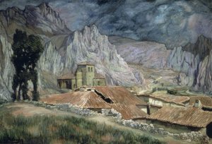 PANCORBO LANDSCAPE - 1917 - O - L - 90X130 سم بواسطة Ignacio Zuloaga y Zabaleta