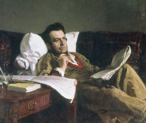 صورة ميخائيل جلينكا في وقت تكوينه للأوبرا "رسلان ولودميلا" ، c.1887