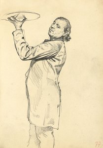 دراسة عن "مقهى باريسي": نادل يحمل صينية ، ج. 1872-1875 بواسطة ايليا افيموفيتش ريبين