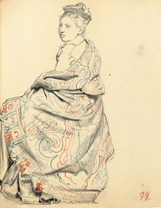 دراسة عن "مقهى باريسي": دراسة لباس امرأة جالسة ، ج. 1872-1875 بواسطة ايليا افيموفيتش ريبين