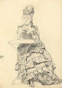امرأة جالسة على طاولة مقهى ، ج. 1872-1875 بواسطة ايليا افيموفيتش ريبين