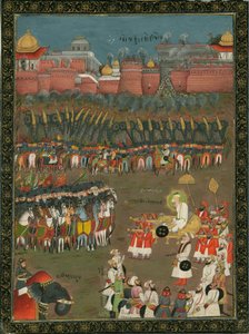 غزو غولكوندا من قبل الإمبراطور المغولي أورنجزيب في عام 1687 ، حوالي 1760