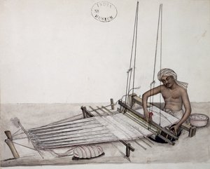 AS10 Vol.52 f5 4904 cat.201 i-iv Weaver at a loom ، بومباي ، حوالي 1873 (ألوان مائية على ورق) بواسطة المدرسة الهندية