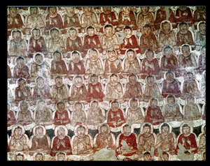 العديد من بوذا الجالسين ، من داخل الكهف 2 (انظر أيضًا 162632) بواسطة المدرسة الهندية