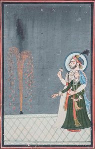 رجا وراني يراقبان الألعاب النارية ، c.1815 بواسطة المدرسة الهندية