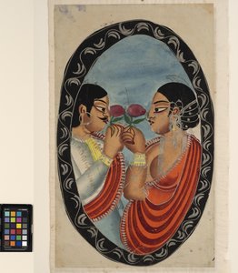 زيارة أحد رجال الشرطة إلى مومس (وجه) ، حوالي عام 1880 (ألوان مائية على ورق) بواسطة المدرسة الهندية