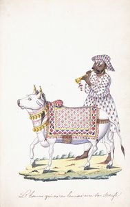 رجل مع ثوره ، ج. 1825 (قلم رصاص ، قلم ، حبر أسود ، w - c ، على ورق Whatman) بواسطة المدرسة الهندية