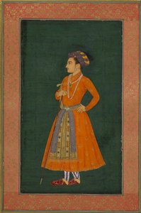 أمير يرتدي اللون البرتقالي ، صورة توضيحية من "ألبوم The Dara Shikoh" (حبر وذهبي على ورق) بواسطة المدرسة الهندية