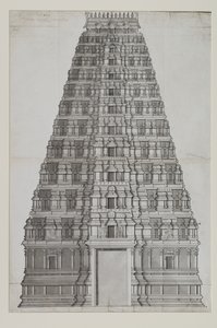 اثني عشر طابقا gopuram بواسطة المدرسة الهندية