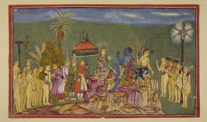 أضف 15296 (2) f.56r ، يسأل راما سوجريفا ، الذي سبق أن وصف أرباع العالم الأربعة ، كيف تعرف عليهم جيدًا. يخبره سوجريفا أنه طارده أخوه با في الأرباع الأربعة بواسطة المدرسة الهندية