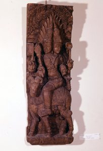 أجني ، إله النار ، مُصوَّر برأسين (ذو رأسين) على كبش ، وفقًا للأساطير الهندوسية. نحت الخشب من القرن السابع عشر. باريس ، متحف Guimet. بواسطة المدرسة الهندية