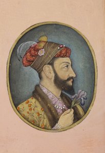أورنجزيب بهادور يحمل قزحية ، c.1650 (مرحاض غير شفاف وذهب على ورق) بواسطة المدرسة الهندية