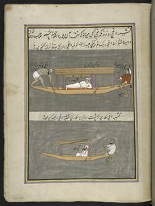 رجال القوارب ،  86 رسمة مجمعة في مجلد تصور الحرف والمهن في كشمير ، يظهر الحرفيون في العمل بأدواتهم ومعداتهم ،  بواسطة فنان من كشمير ، ربما في سريناغار ، حوالي 1850-60 (غواش على ورق) بواسطة المدرسة الهندية