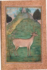 باك في المناظر الطبيعية ، ج .1595 (مرحاض غير شفاف وذهب على ورق) بواسطة المدرسة الهندية