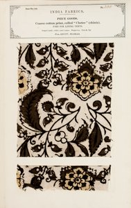عينة من القطن الخشن بنمط chetee (chintz) من Arcot in Madras ، من مجموعة شركات تصنيع المنسوجات في الهند ، بقلم جون فوربس واتسون ، نُشر عام 1866 بواسطة المدرسة الهندية