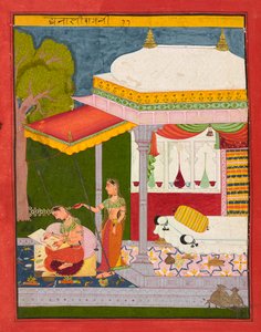 Dhanasri Ragini ، الورقة من Ragamala ، c.1680 بواسطة المدرسة الهندية