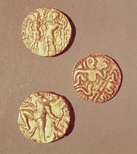 دينار كومارغوبتا الأول (425-454) تشاندراغوبتا الأول (320-335) وسري راجراي (ذهبي) بواسطة المدرسة الهندية