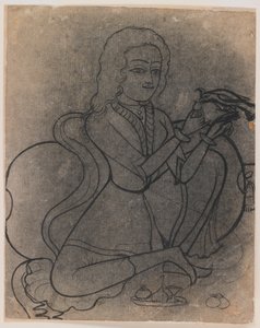 فتاة أوروبية تغذي ببغاء ، c.1780 (حبر على ورق ، مغرور من أجل المتحولة) بواسطة المدرسة الهندية