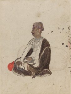 صورة رجل جالس بواسطة المدرسة الهندية
