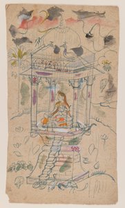 Gaunsmalar of Ganda Malhara Ragini ، c.1850 (حبر ولون على الورق) بواسطة المدرسة الهندية