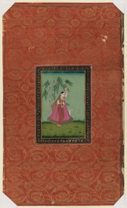 فتاة مع الغزلان ، 1875-1900 (مرحاض غير شفاف وذهب على ورق) بواسطة المدرسة الهندية