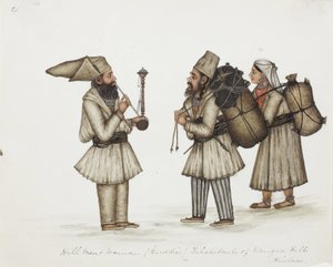 تل رجل وامرأة (Guddies) من سكان Kangra Hills Hindoos ، c.1840 (مرحاض غير شفاف على الورق) بواسطة المدرسة الهندية