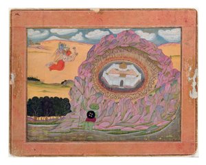 كريشنا يقترب من قلعة ناراكا ، 1710 ج (مرحاض غير شفاف وذهب على ورق) بواسطة المدرسة الهندية