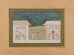 كريشنا Stealing Curds ، 1775 ج (مرحاض غير شفاف وذهب على ورق) بواسطة المدرسة الهندية
