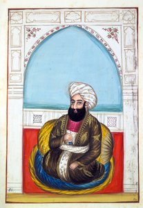 نواب سيند محمد خان ، من مملكة البنجاب ، حكامها ورؤسائها ، المجلد الثاني ، مجلد من 30 دراسة بالألوان المائية لفنان هندي غير معروف ، c.1840 (مرحاض على ورق) بواسطة المدرسة الهندية