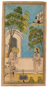 يأتي رجل مقدس يزور آخر ، 1700-25 (مرحاض غير شفاف وذهب على ورق) بواسطة المدرسة الهندية