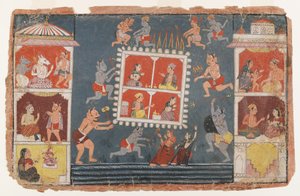 صفحة من سلسلة Bhagavata Purana المتفرقة ، c.1610-1650 (مرحاض غير شفاف على الورق) بواسطة المدرسة الهندية