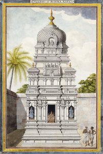 جزء من معبد Jambukeshvara ، Srirangam ، تاميل نادو ، ج. 1800 (قلم رصاص ، قلم ، حبر أسود ، w - c على ورق مضغوط) بواسطة المدرسة الهندية