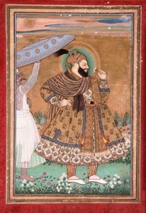صورة السلطان أبو الحسن من Golconda ، واقفا ، c. 1675 (مرحاض غير شفاف وذهب على ورق) بواسطة المدرسة الهندية