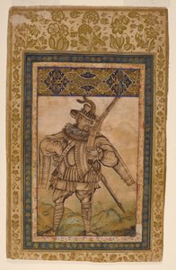صورة للأدميرال البرتقالي البوكيرك ، c1615 (مرحاض غير شفاف وذهب على ورق) بواسطة المدرسة الهندية
