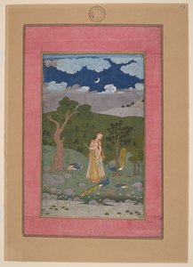 سوراث راجيني، الهند، حيدر آباد، حوالي عام 1760؛ ألبوم جونسون 37، رقم 24 (حبر وألوان وذهب على ورق) بواسطة المدرسة الهندية