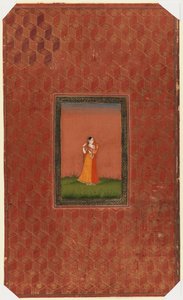 امرأة دائمة ، 1875-1900 (مرحاض غير شفاف وذهب على ورق) بواسطة المدرسة الهندية
