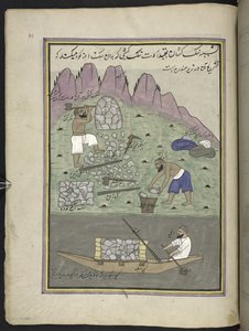 قواطع الحجارة ،  86 رسمة مجمعة في مجلد تصور الحرف والمهن في كشمير ، يظهر الحرفيون في العمل بأدواتهم ومعداتهم ،  بواسطة فنان من كشمير ، ربما في سريناغار ، حوالي 1850-60 (غواش على ورق) بواسطة المدرسة الهندية