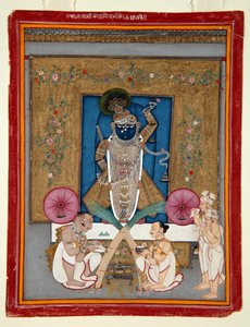 عشق كريشنا مثل Shrinath ji ، 1800-25 (مرحاض غير شفاف وذهب على ورق) بواسطة المدرسة الهندية