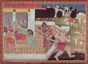 Asura Kumbha ومحكمة الشياطين ، c.1800 بواسطة المدرسة الهندية