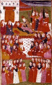 وفاة أبو بكر ، رسم من هملة الحيدري ، بقلم ميرزا محمد رافي بازل ، 1808 بواسطة المدرسة الهندية
