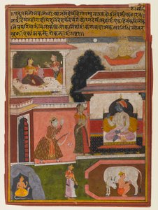 بطلة رغباتها واضحة ، صفحة من سلسلة Rasikapriya ، c.1660-1690 (مرحاض غير شفاف وذهب على ورق) بواسطة المدرسة الهندية