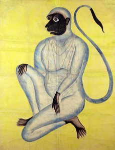 The Monkey God Hanuman، Kalighat، Calcutta، c.1870 (مرحاض بالفضة على ورق) بواسطة المدرسة الهندية