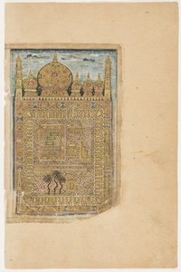 ضريح النبي في المدينة المنورة ، من دلائل الخيرات ، حوالي 1660 (ألوان مائية غير شفافة وذهبية على ورق) (وجه 3702788) بواسطة المدرسة الهندية
