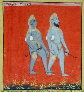 اثنين من المتسولين الدينيين ، أودايبور ، حوالي 1810-20 (الغواش على الورق) (التفاصيل) (انظر أيضًا 136600) بواسطة المدرسة الهندية