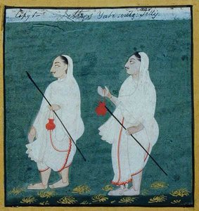 اثنان من Jain Ascetics مع Matted Hair (jati) المتسولين الدينيين ، أودايبور ، حوالي 1810-20 (غواش على الورق) بواسطة المدرسة الهندية